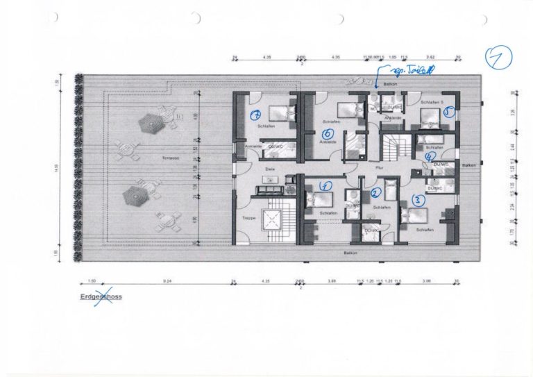 Skizze der Zimmer Etage 2